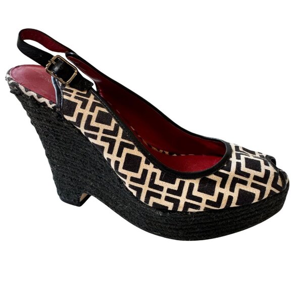 Banana Republic  Espadrille Wedge  Black Cream  Size 9.5 - Picture 5 of 14